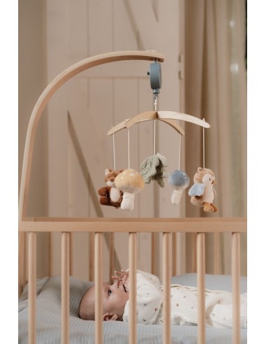 Movil musical de madera forest azul