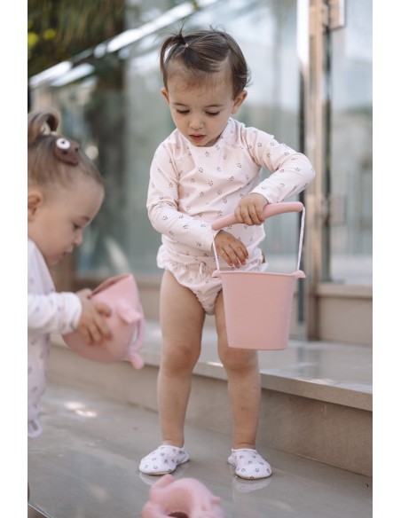 Set cubo + pala  + moldes +  rastrillos pink