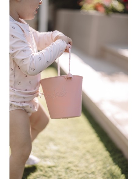 Set cubo + pala  + moldes +  rastrillos pink