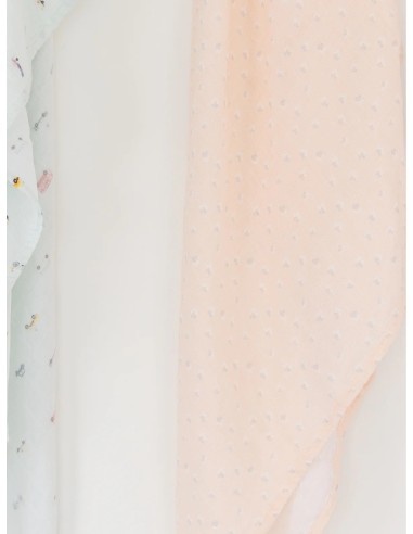 Muselina de Bambú Coral Flowers