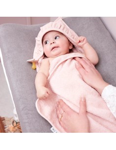 Capa de baño con volante terry soft pink 80x80 2