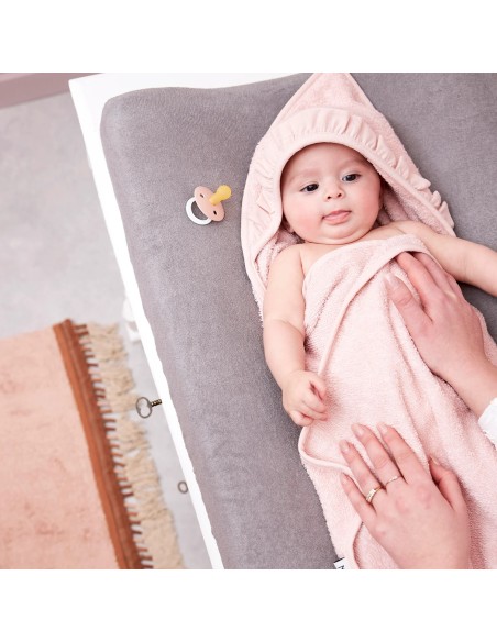 Capa de baño con volante terry soft pink 80x80