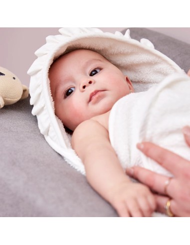 Capa de baño con volante terry offwhite 80x80