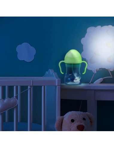 Taza con pajita flexible con pesa - Brilla en Oscuridad