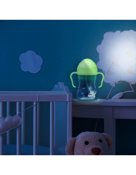 Taza con pajita flexible con pesa - Brilla en Oscuridad