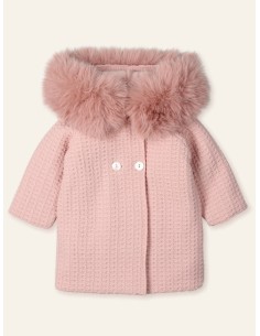 Abrigo Punto con capucha pelo artificial Fleur Vintage