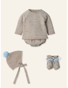 Conjunto corto menguado pompom y bodoques Dots-Nube