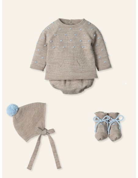 Conjunto corto menguado pompom y bodoques Dots-Nube