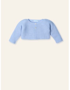 Chaqueta corta sin costuras boton nacar cielo