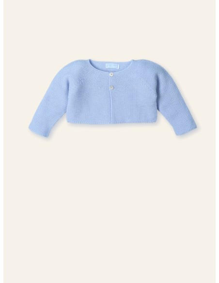 Chaqueta corta sin costuras boton nacar cielo