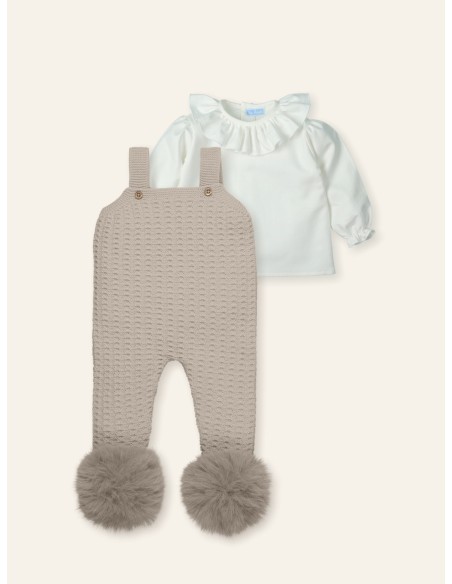 Peto punto + blusita y pompones eco Fleur Vintage
