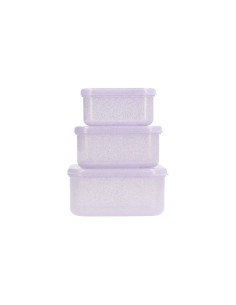 Pack 3 cajas almuerzo glitter Lilac