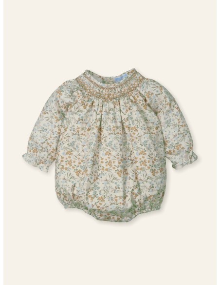 Pelele Smock algodon estampado Niza Arce trebol