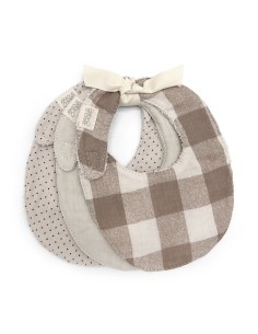 Set 3 baberos vichy caramel