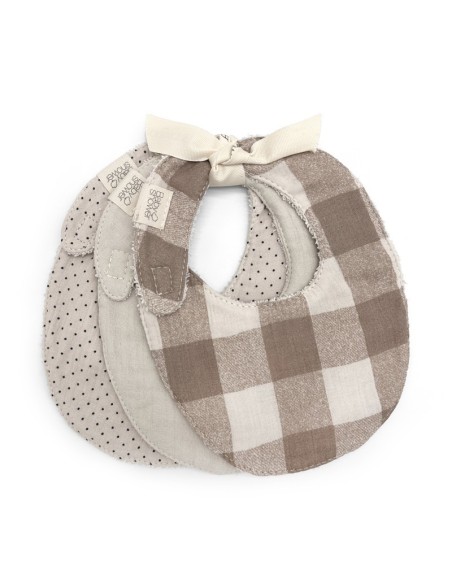 Set 3 baberos vichy caramel