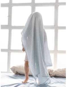 Muselina de bambú Blue Vichy