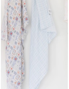 Muselina de bambú Blue Vichy 2