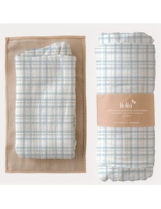 Muselina de bambú Blue Vichy