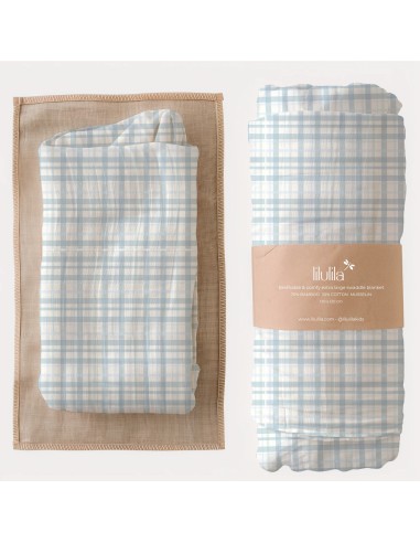 Muselina de bambú Blue Vichy