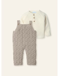 Peto punto y jersey trenzas gruesas niza nuez