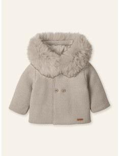 Abrigo punto unisex punto doble, tira pelo artificial "osito astral" nuez