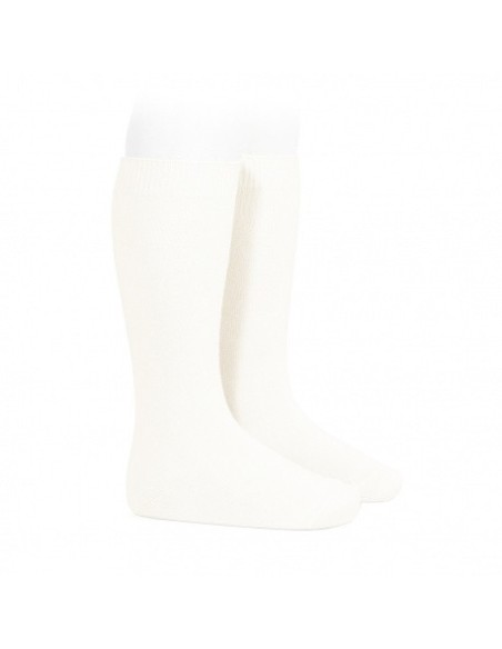Calcetines altos básicos punto liso nata