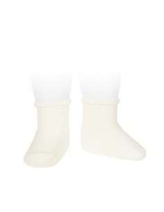 Calcetines cortos con el puño labrado nata