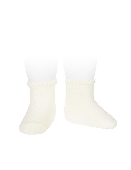 Calcetines cortos con el puño labrado nata