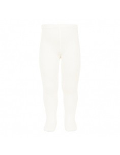 Leotardos basicos punto liso nata