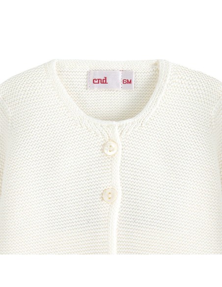 Chaqueta larga punto bobo nata