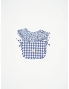 Babero vichy azul volante Azuli