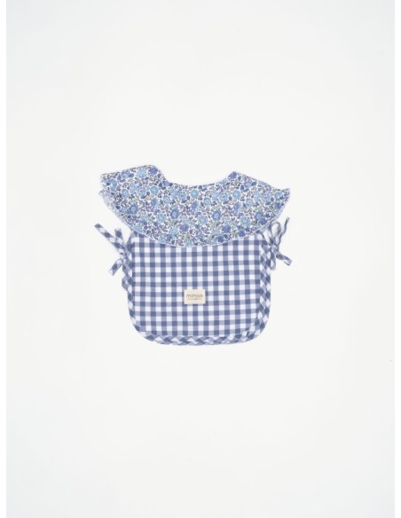 Babero vichy azul volante Azuli