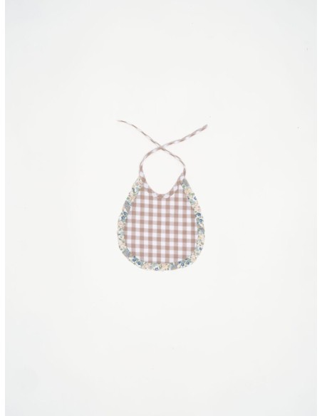 Babero newborn vichy beige volante Mauri