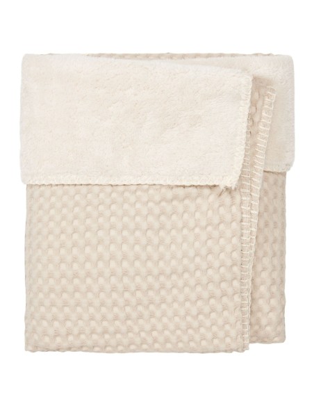 Manta de cuna wafel/teddy Oslo sand/pebble