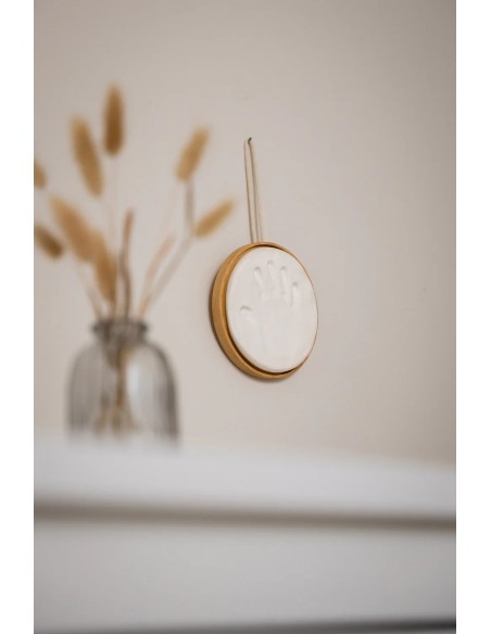 Medallon huella de recuerdo de madera