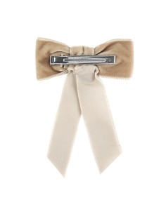 Pinza cabello coquette con lazo de terciopelo turrón 2