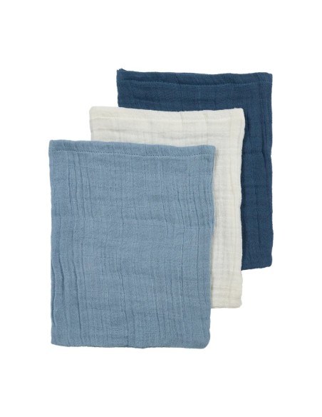 Muselina mediana pack de 3 natural/azul jeans/índigo