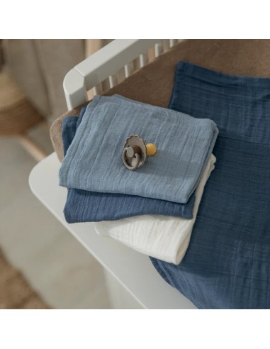 Muselina mediana pack de 3 natural/azul jeans/índigo