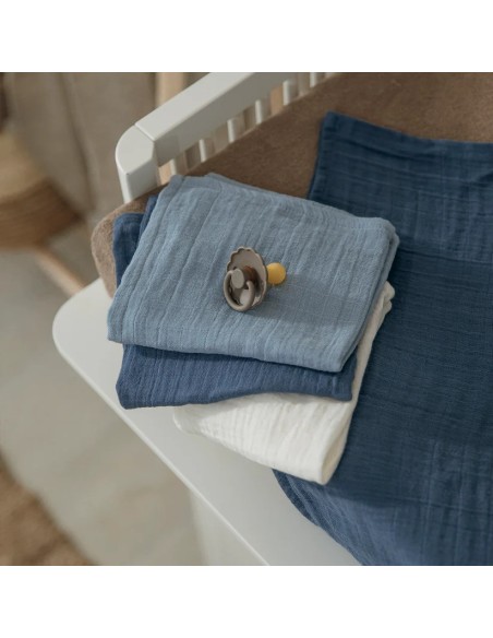 Muselina mediana pack de 3 natural/azul jeans/índigo