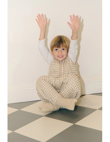 Pijama manta con calcetines antideslizantes vichy beige - TOG 2.5