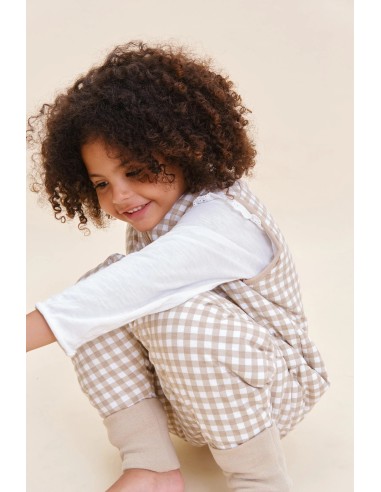 Pijama manta con calcetines antideslizantes vichy beige - TOG 2.5