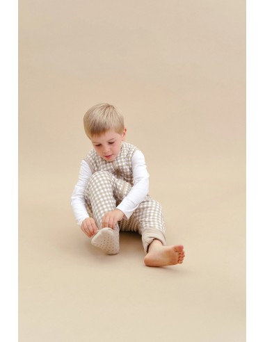 Pijama manta con calcetines antideslizantes vichy beige - TOG 2.5