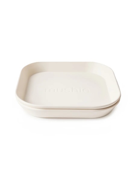 Pack dos platos cuadrados solid ivory