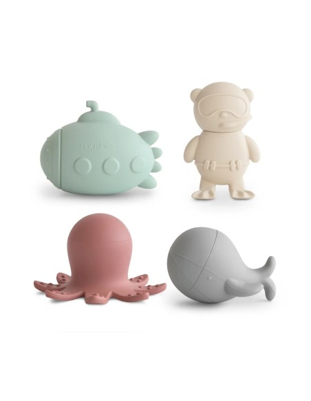 Pack 4 piezas vida marina baño solid multi