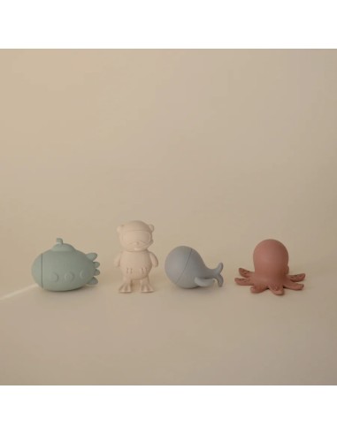 Pack 4 piezas vida marina baño solid multi