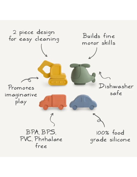 Pack 4 vehiculos baño solid multi