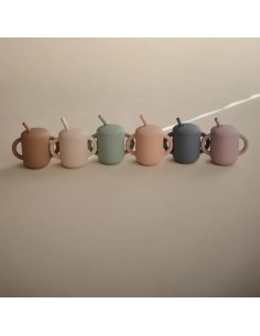 Taza didactica+pajita silicona solid powder blue 2