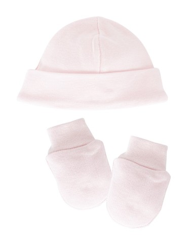 Pack natal gorro + manoplas rosa
