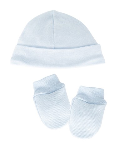 Pack natal gorro y manoplas celeste
