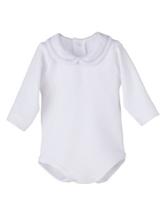 Body cuello bordado Bel blanco/gris